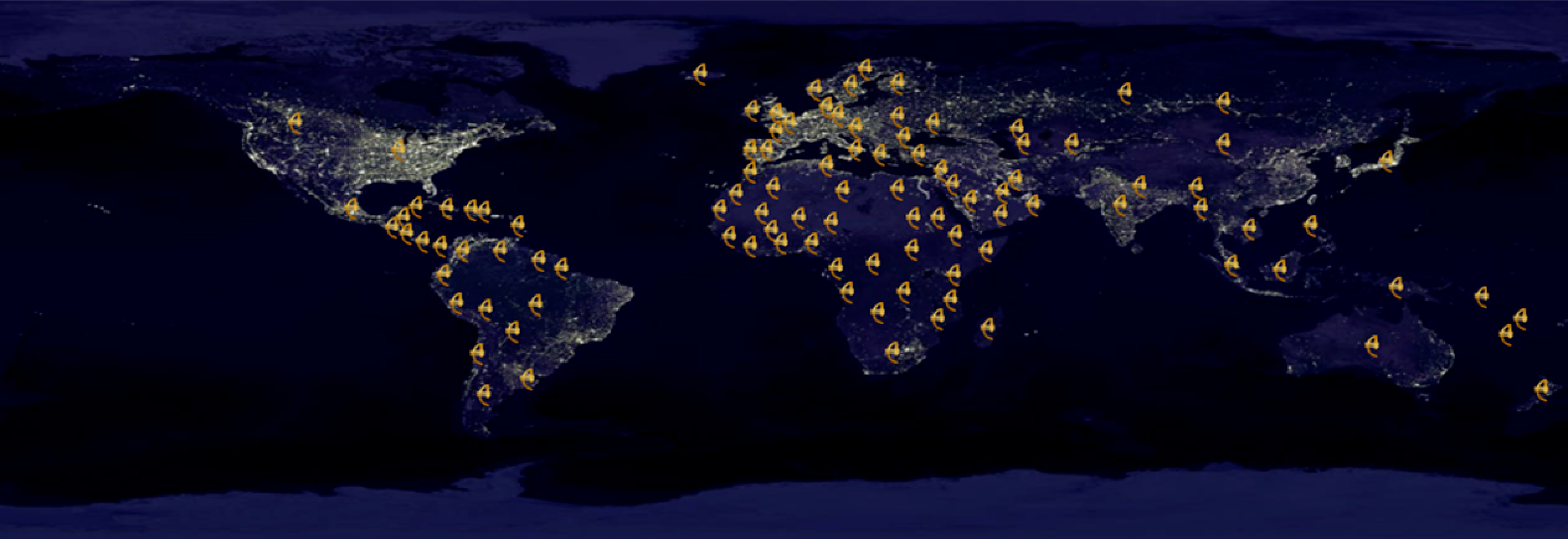 Mapa mundial de Bancos Auricoin